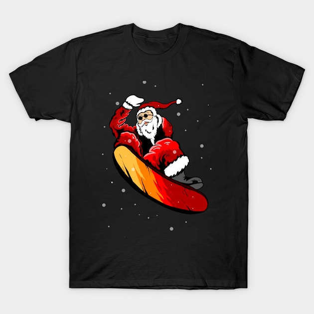 Santa Claus on ice skiboard T-Shirt by nehemialeo